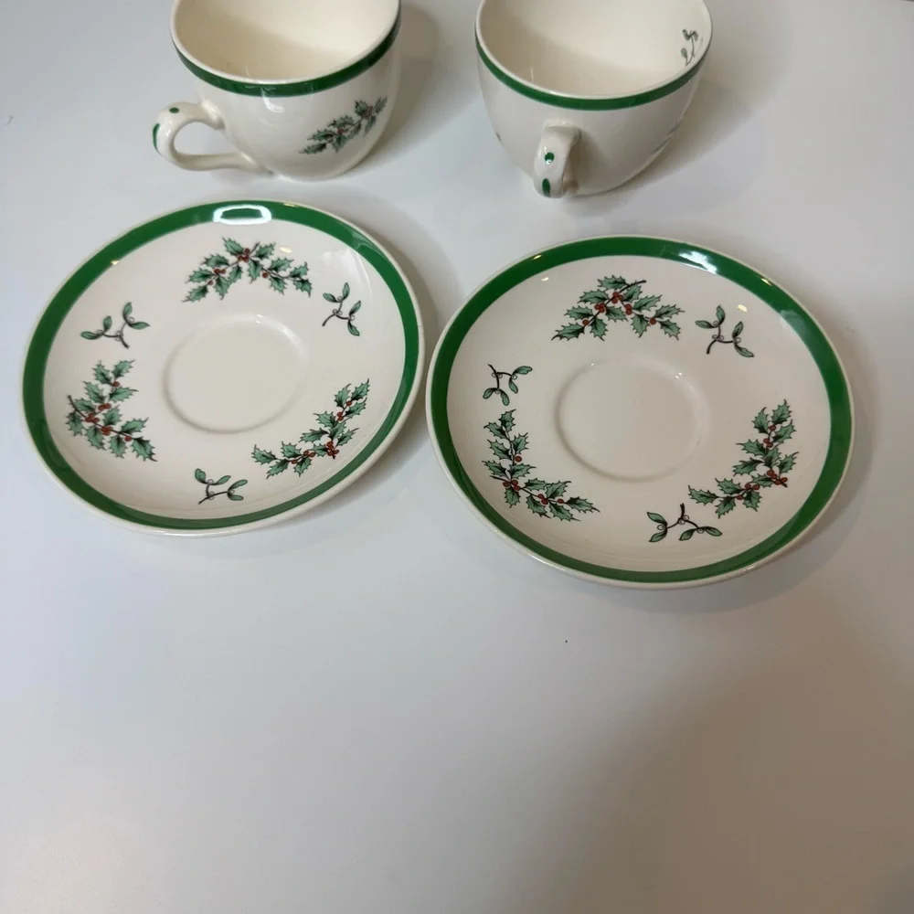 2 Spode Christmas Tree Tea Cup and Saucer Made in England